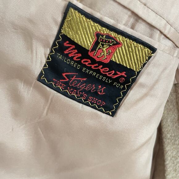 Vintage 70s Wool Tweed Camel Sport Coat 43L Long Notch Lapel 2-Button Jacket - Picture 11 of 13